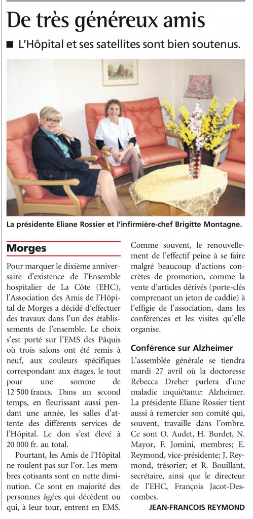 Journal de 23 avril 2010 Association des amis de l'hôpital